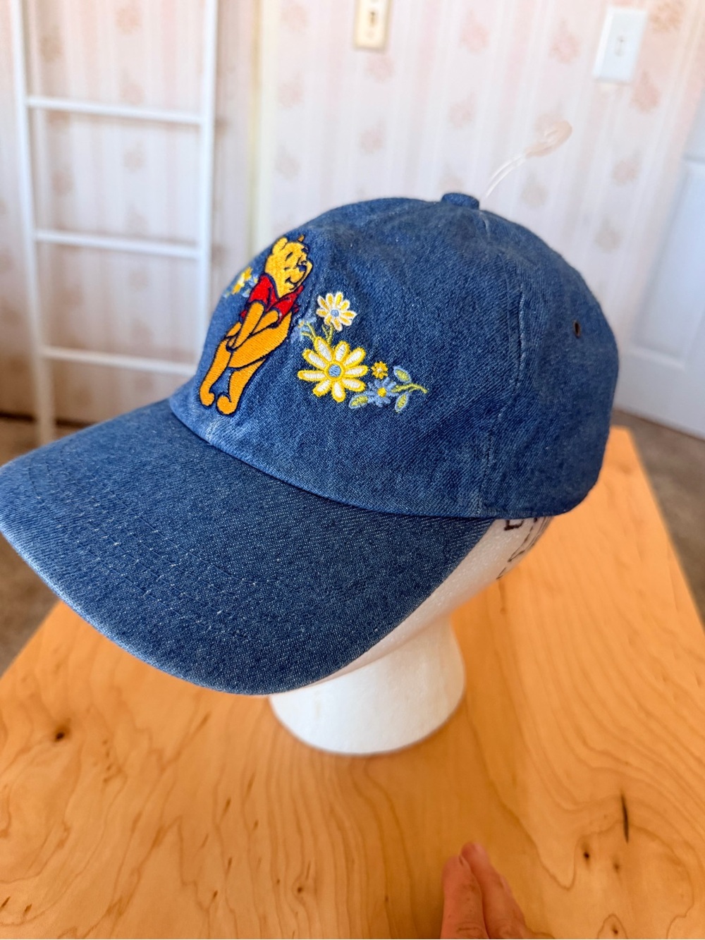 Denim Blue Winnie the Pooh Embroidered Baseball Cap